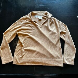 Vintage Kathie Lee XL Collection V-Neck Sweater in Beige Cream Hong Kong